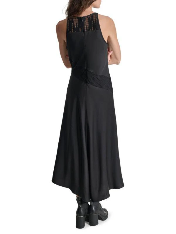 DKNY Satin Lace-Panel Midi-Dress 2