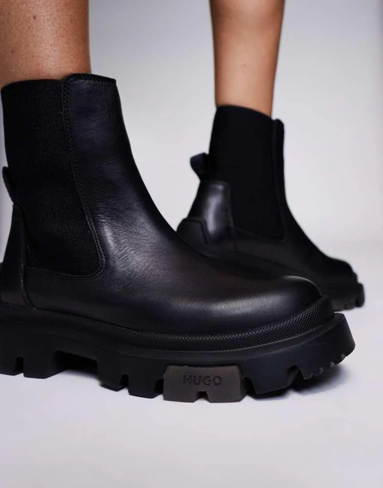 Hugo Red HUGO Red fabyan chunky chelsea boots in black 2