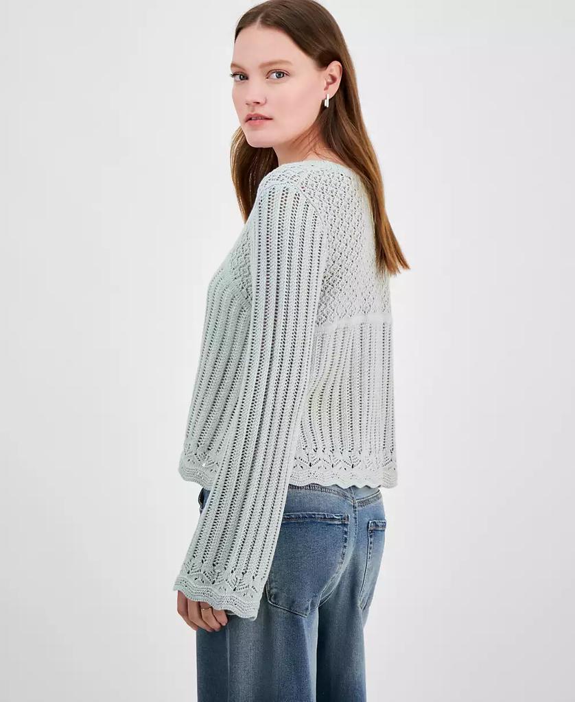 Hooked Up by IOT Juniors' Long-Sleeve Pointelle Sweater