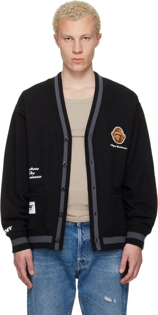 AAPE Black 'AAPER' Button Down Cardigan