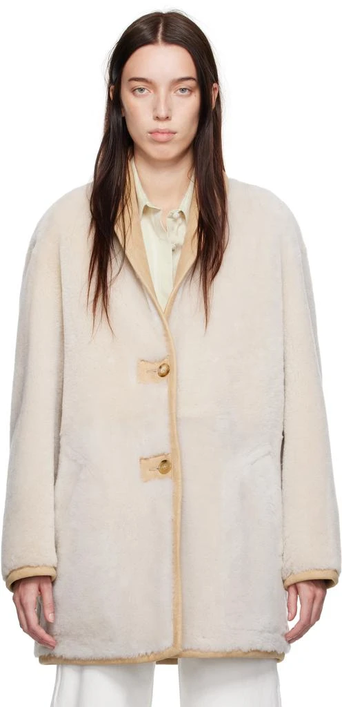 Calvin Klein Beige Halo Shearling Coat 1