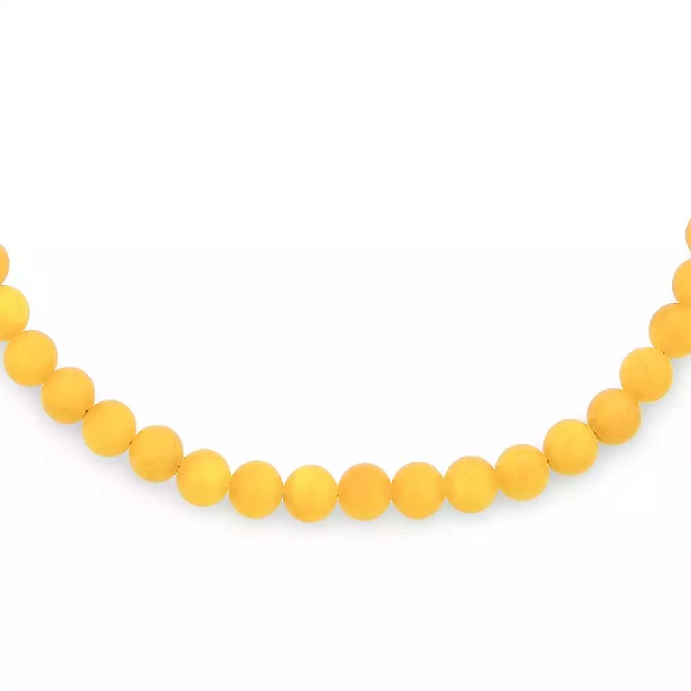 Bling Jewelry Plain Simple Smooth Classic Yellow Orange Created Synthetic Jade Round 10MM Bead Strand Necklace Silver Plated Toggle Clasp 2