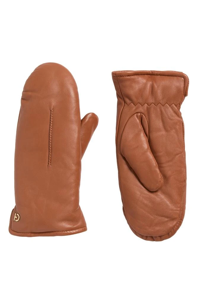 Cole Haan Faux Fur Lined Leather Mittens