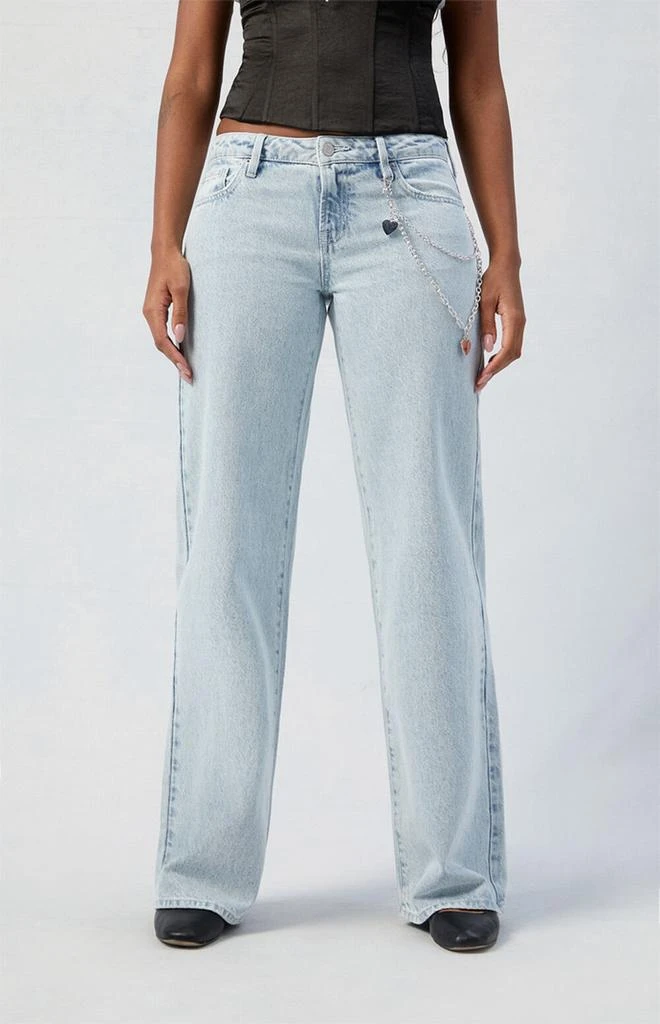 PacSun Eco Light Indigo Chain Low Rise Wide Leg Jeans 3