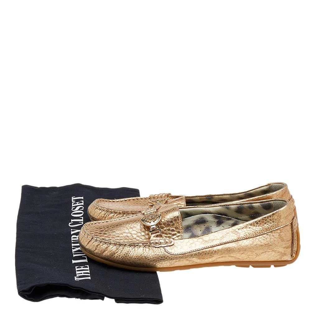 Roberto Cavalli Roberto Cavalli Metallic Gold Iridescent Effect Leather Embellished Slip On Loafers Size 39 9