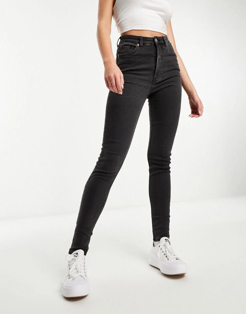 Monki Monki Oki skinny jeans in washed black 1