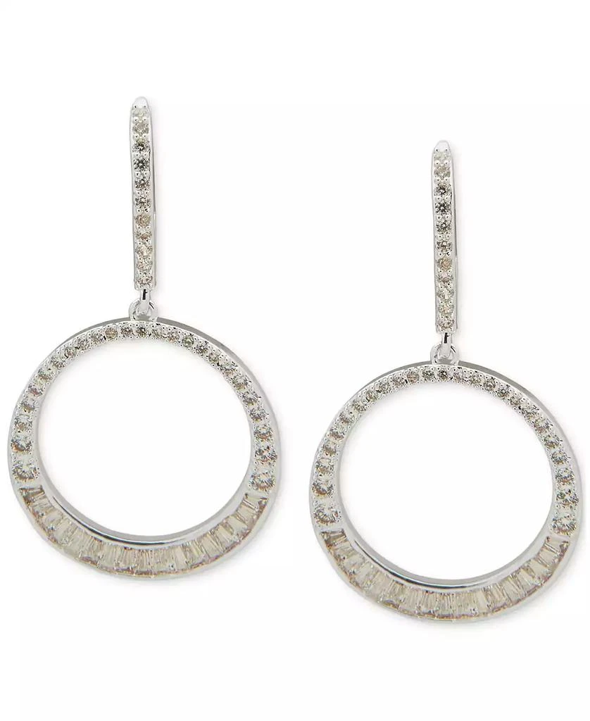 Anne Klein Silver-Tone Crystal Baguette Orbital Earrings