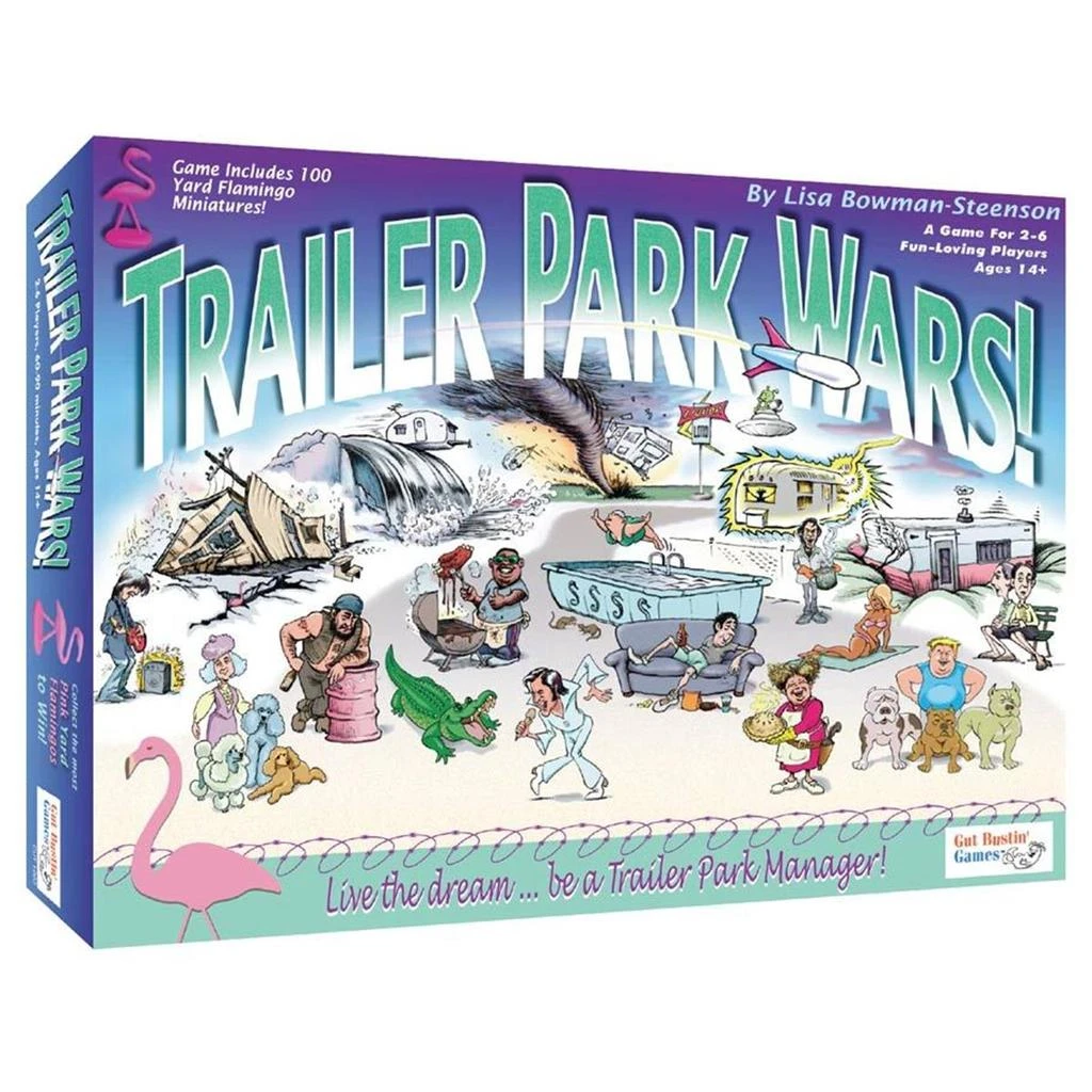Gut Bustin Games Trailer Park Wars Hot Pink Flamingos Board Games 1