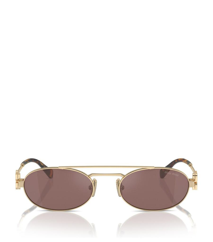 Shop Miu Miu Eyewear Oval-Frame Sunglasses on Sale at