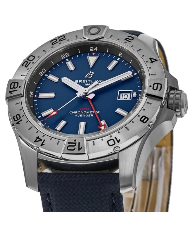 BREITLING Breitling Avenger Automatic GMT 44 Blue Dial Leather Strap Men's Watch A32320101C1X1 2