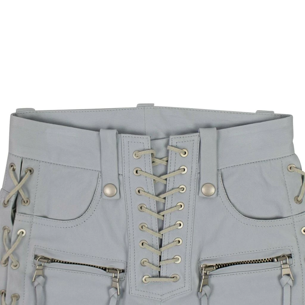 Unravel Project Light Leather Plonge Lace-Up Shorts - Gray 3