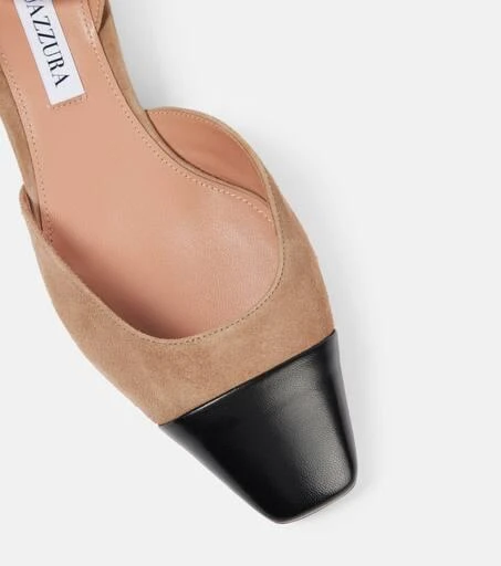 Aquazzura French Flirt 35 leather-trimmed suede pumps 5