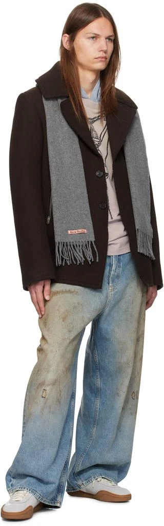 Acne Studios Gray Skinny Fringe Wool Scarf 3