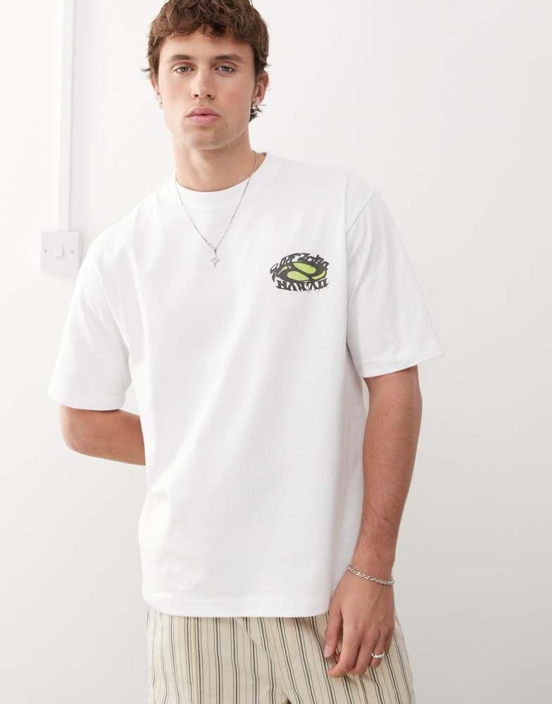 Weekday Weekday relaxed fit t-shirt with surf graphic prints in white
