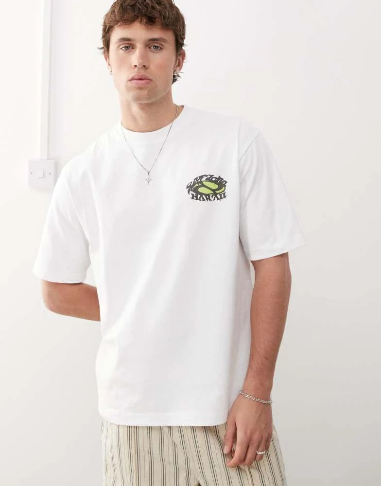 Weekday Weekday relaxed fit t-shirt with surf graphic prints in white 2