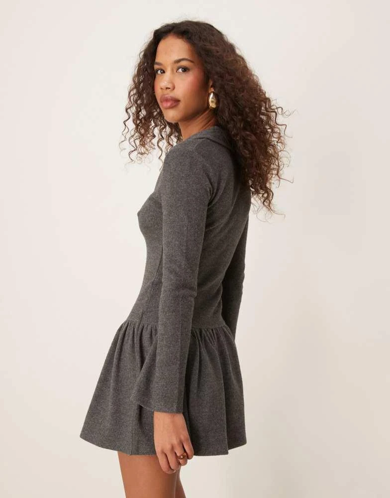 ASOS ASOS DESIGN polo super soft dropped waist dress in grey 3