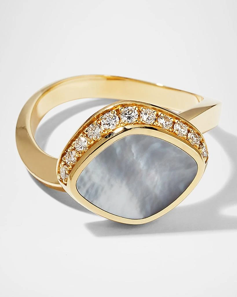 Vendorafa Yellow Gold Pebble Ring with Mother-of-Pearl and Diamonds