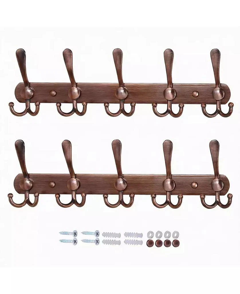 YIGII Heavy Duty 5-Tri Hook Wall Rack for Coats, Hats, Towels, Entryway