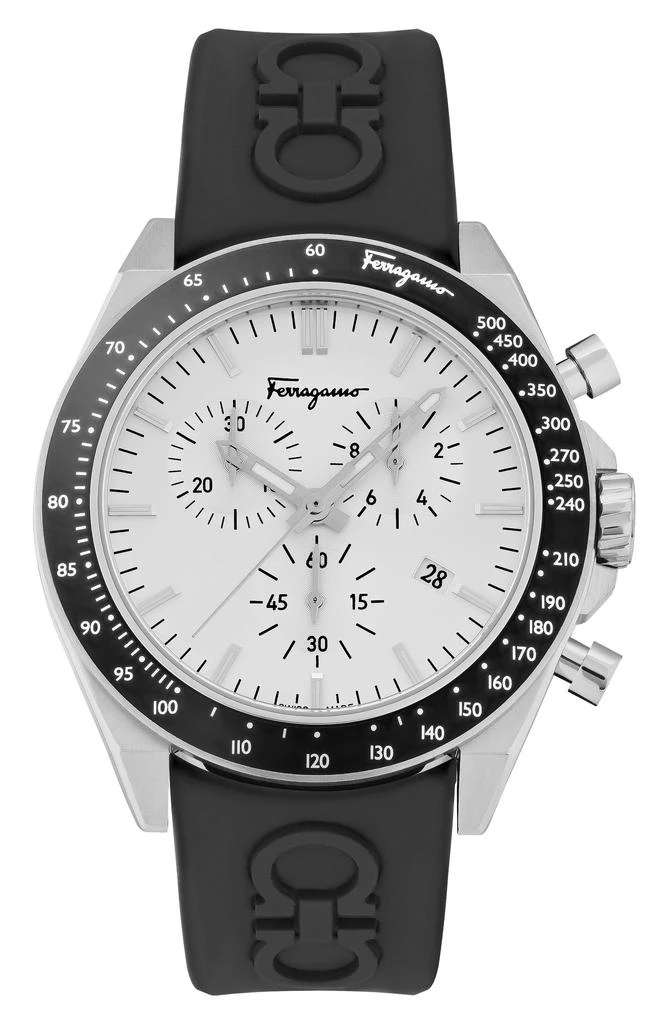 Salvatore Ferragamo Chronograph Silicone Strap Watch, 43mm 1
