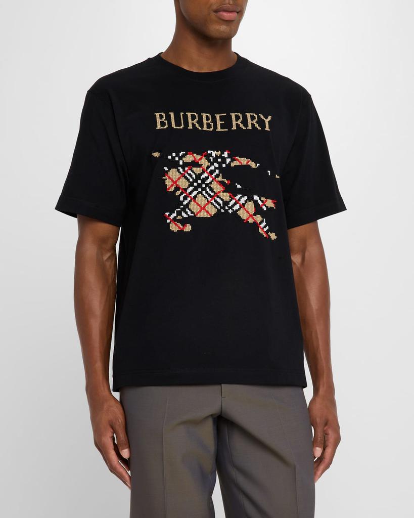 BURBERRY ブラック Tシャツ BURBERRY ブラック Tシャツ Burberry Black Embroidered T-Shirt
