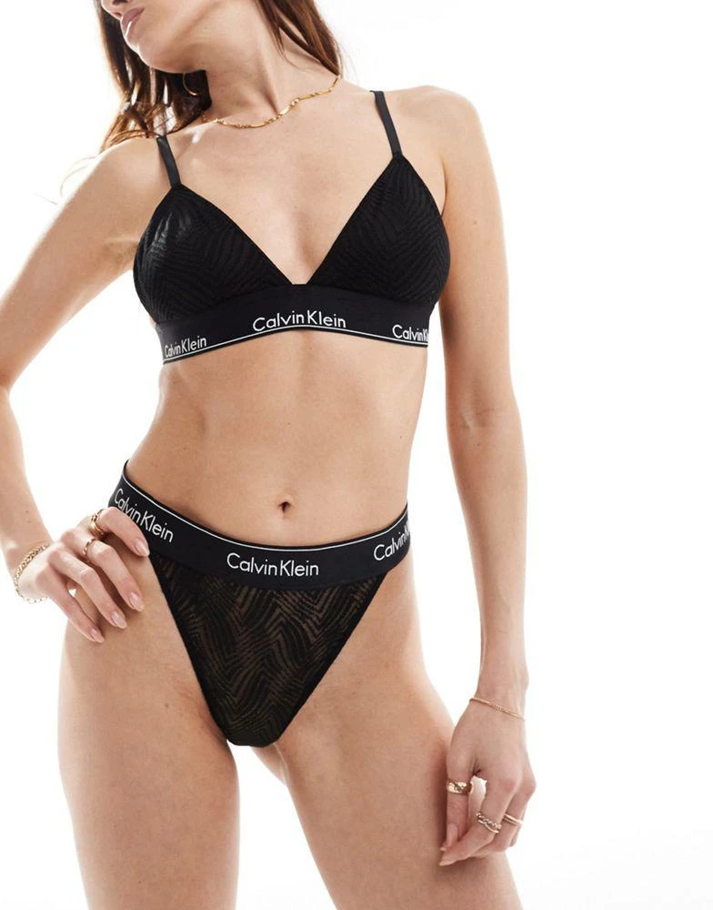 Calvin Klein Calvin Klein modern lace lightly lined triangle bralette in black 1