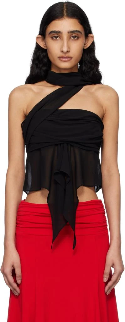 GUIZIO Black Chiffon Wrap Around Top 1