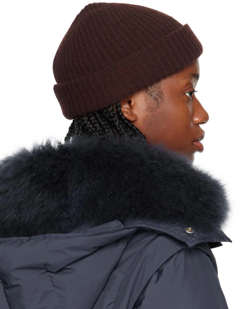 Yves Salomon Brown Ribbed Beanie 3