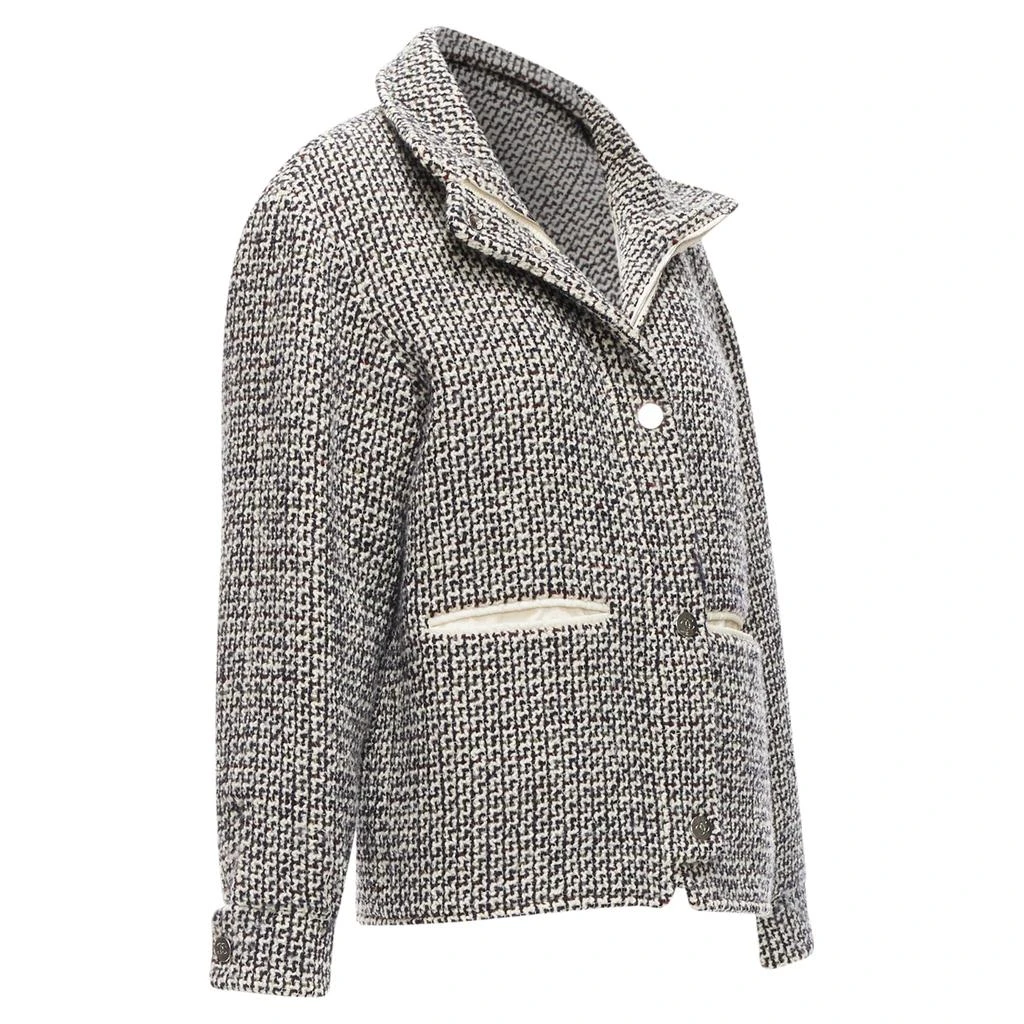 Chanel Reversible Wool Tweed CC Logo Padded Puffer Jacket 4