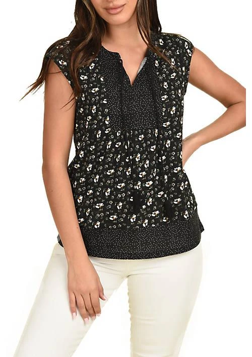 DR2 by Daniel Rainn By Daniel Rainn Short Sleeve Top Blouse With Tassels 1