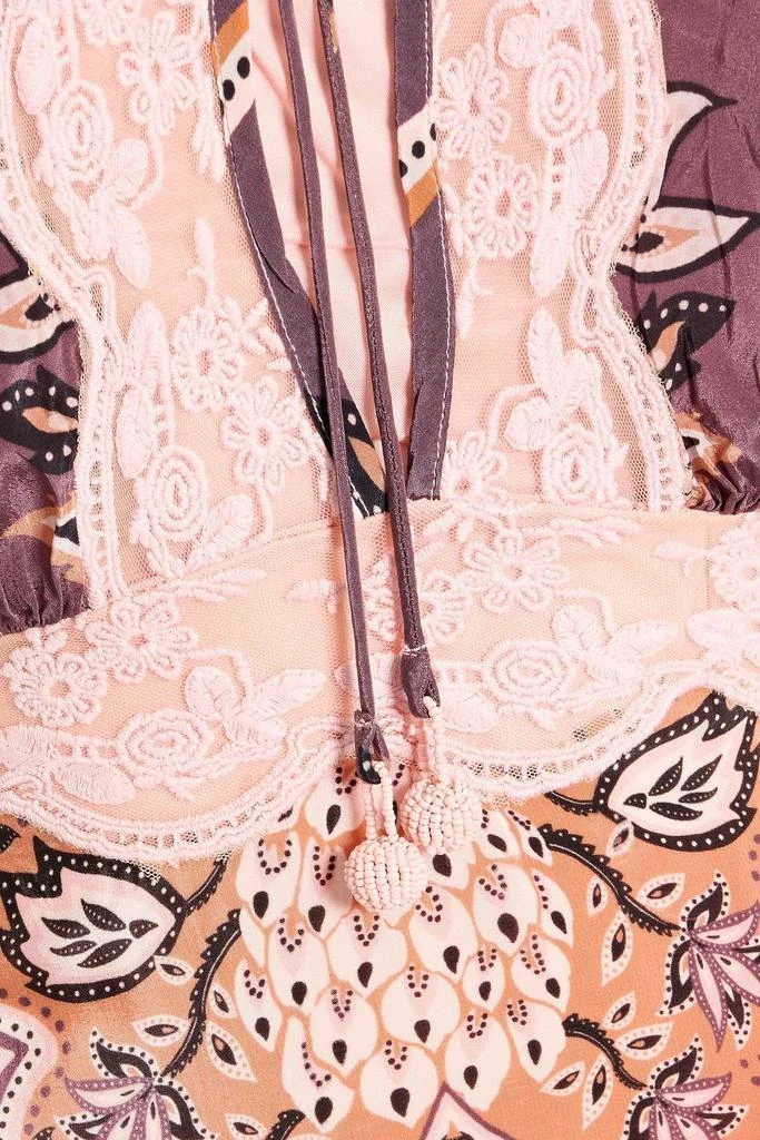 Farm Rio Printed satin and lace midi dress 4