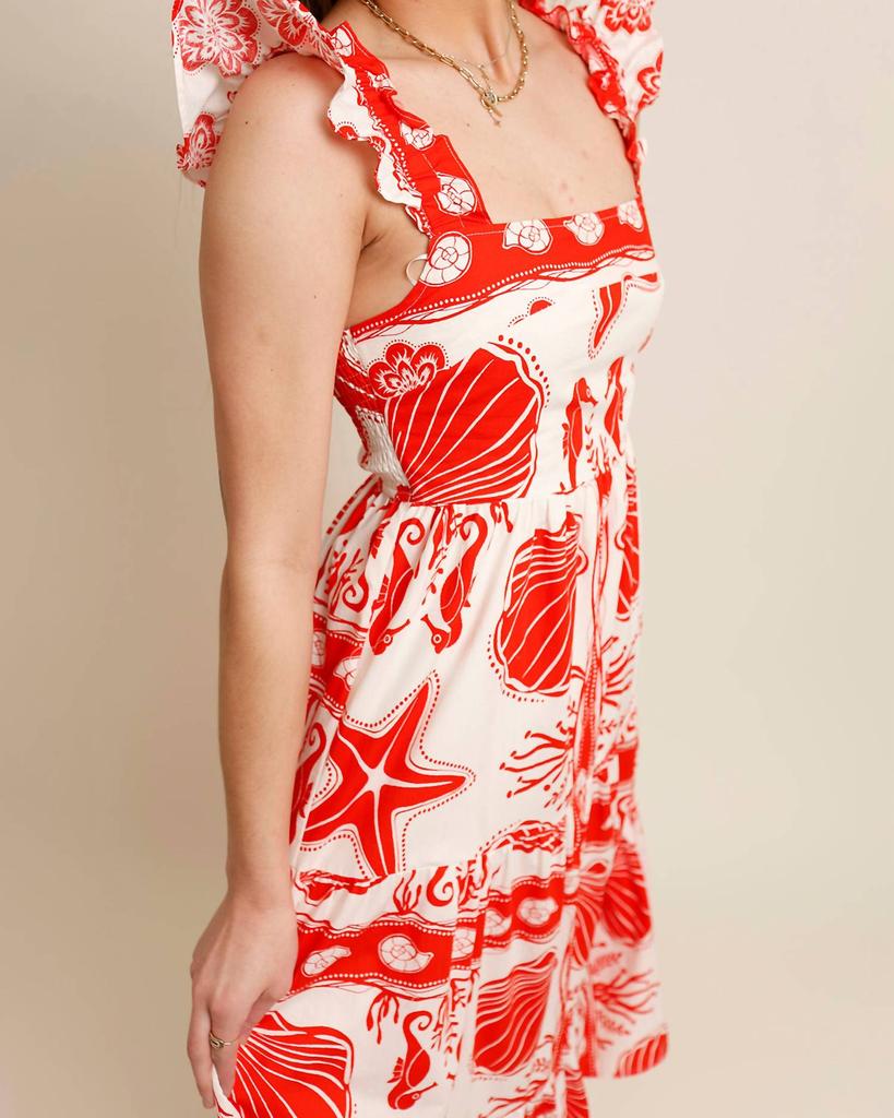 Moon River Moon River - ISLA RUFFLE SLEEVE TIERED MIDI DRESS