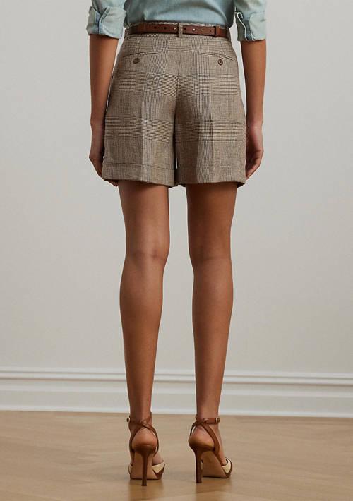 Ralph Lauren Ralph Lauren Glen Check Pleated Linen Twill Shorts