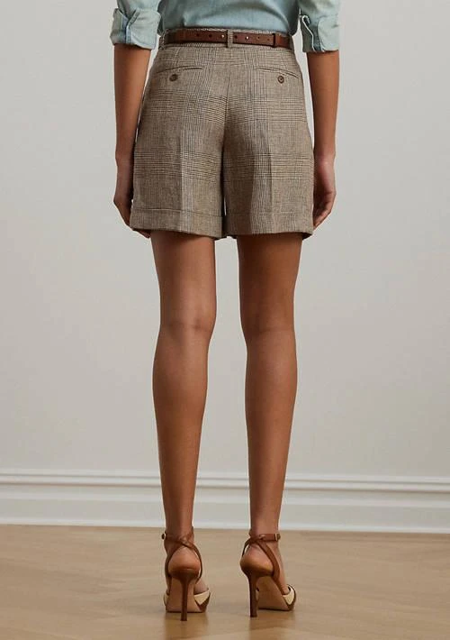 Ralph Lauren Ralph Lauren Glen Check Pleated Linen Twill Shorts 2