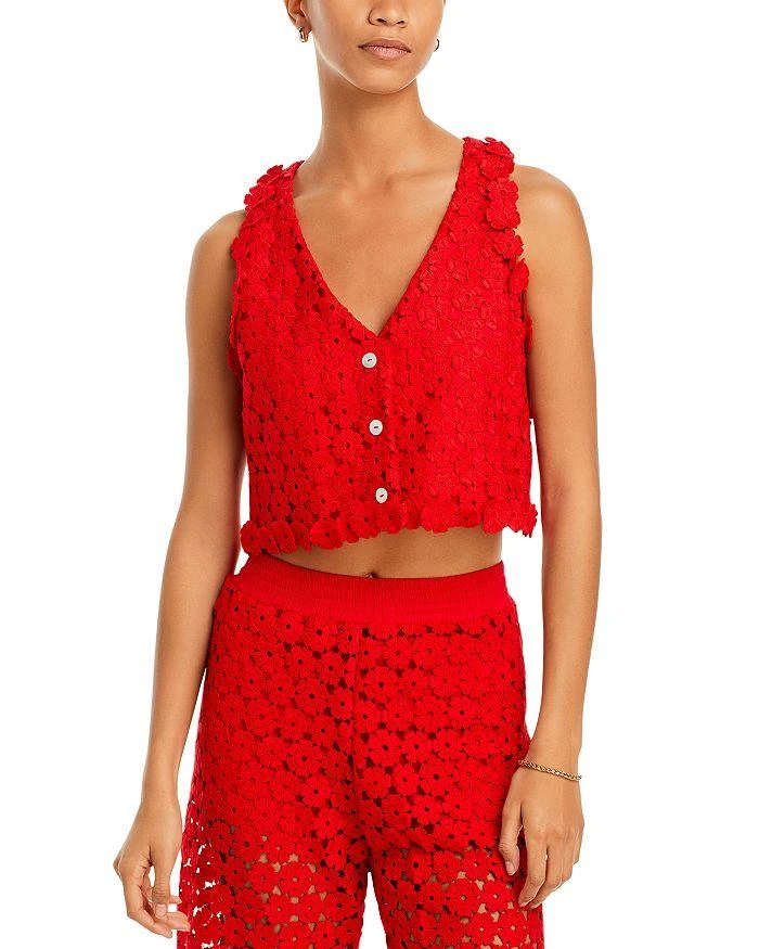 Waimari Christie Floral Eyelet Lace Cropped Vest 1