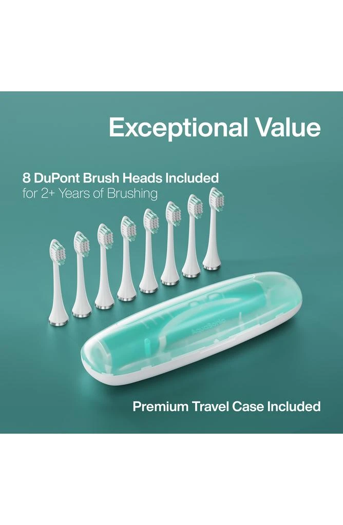 AquaSonic VIBE SERIES Mint Green UltraSonic Whitening Toothbrush with 8 DuPont Brush Heads & Travel Case 6