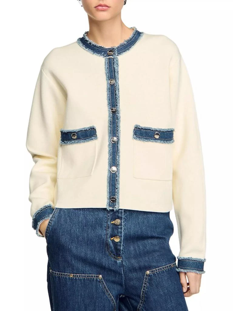 Sandro Cardigan with Denim Details 4