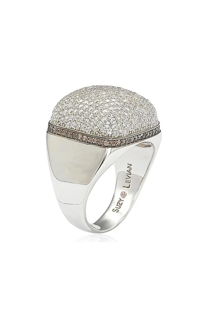 Suzy Levian 14K Yellow Gold Plated Sterling Silver Pavé CZ Square Ring 3