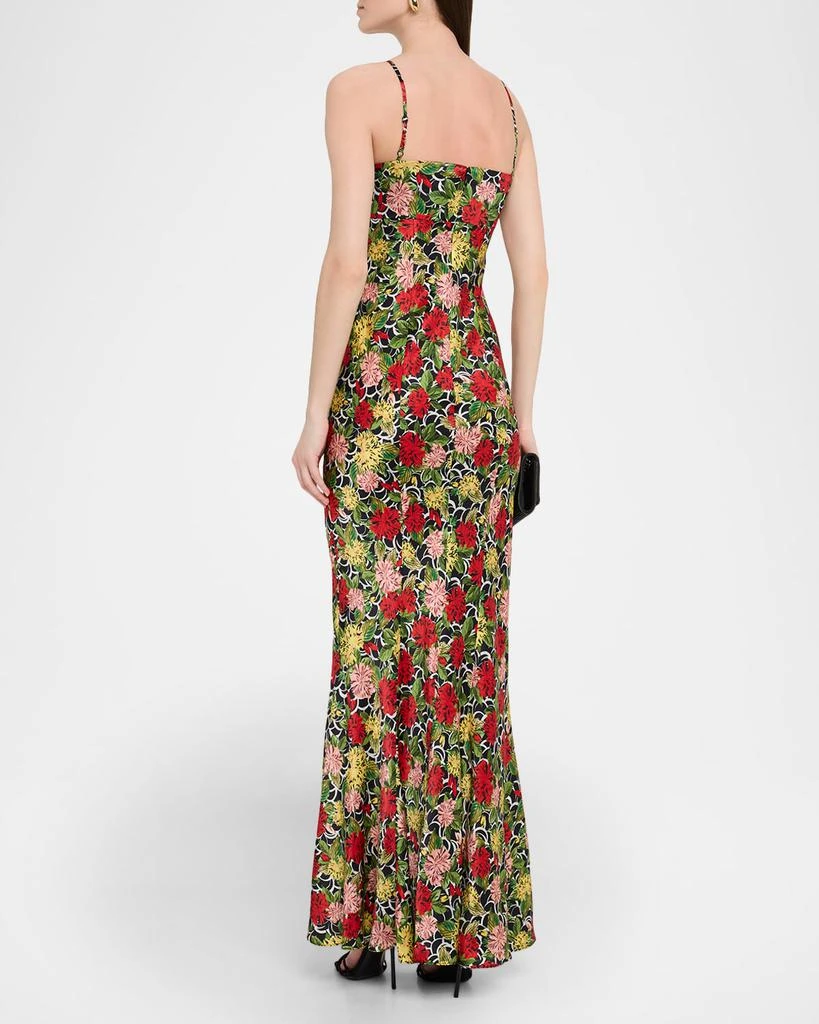 Saloni Renee Long Floral Silk Spaghetti-Strap Dress 3