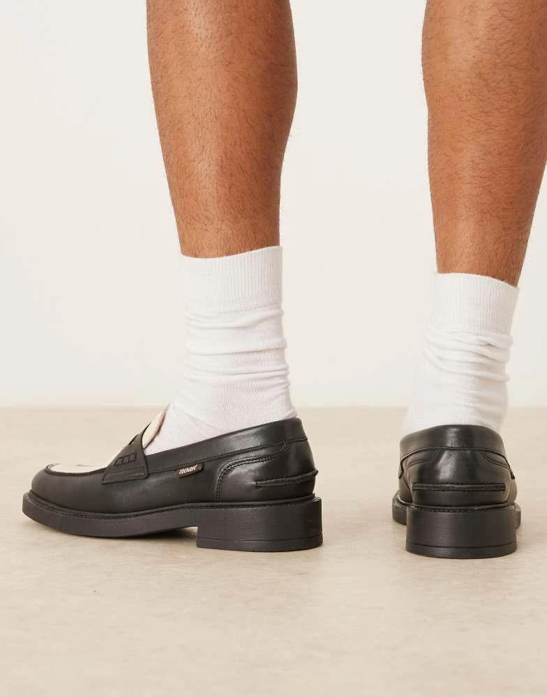 Noak Noak Made in Portugal penny loafers in black with print 4