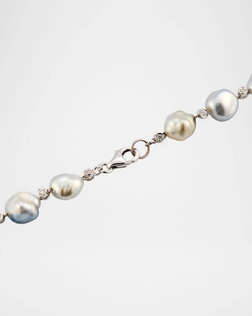 BELPEARL 18K White Gold Tahitian Pearl Lariat Necklace with Diamonds, 18"L 4