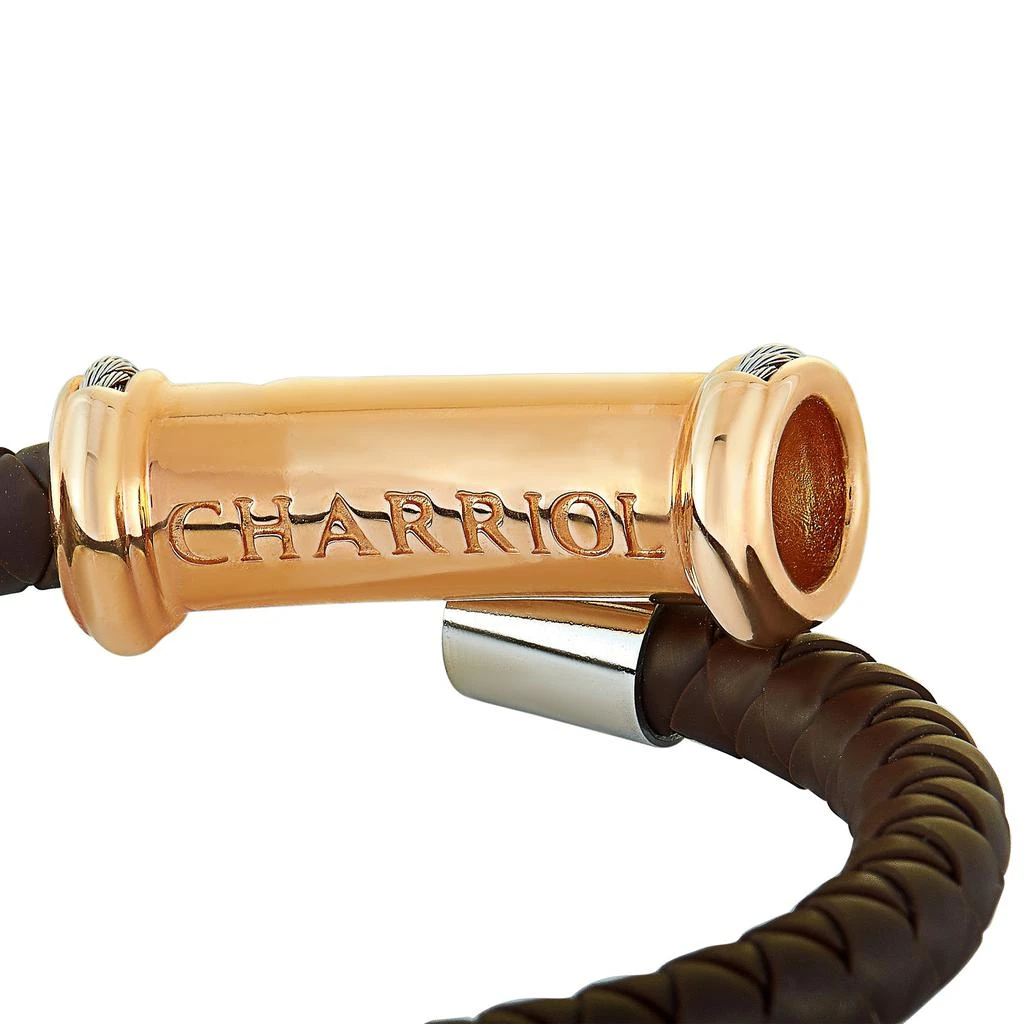 Charriol Stainless Steel Rose PVD Brown Rubber Bangle Bracelet Size Small 3