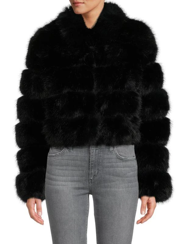 BELLE FARE Collar Faux Fur Crop Jacket 1