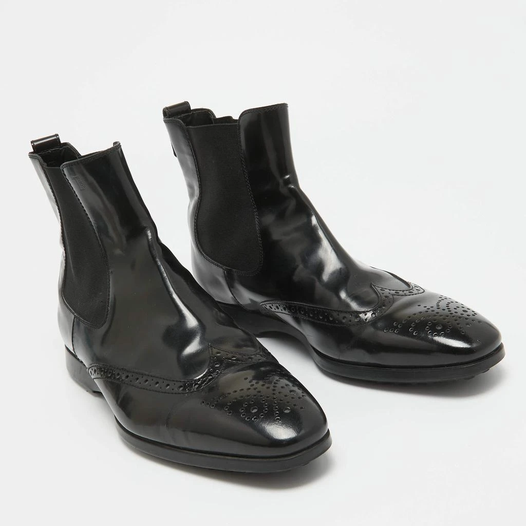 Tod's Tod's Black Patent Leather Brogue Chelsea Boots Size 40 4