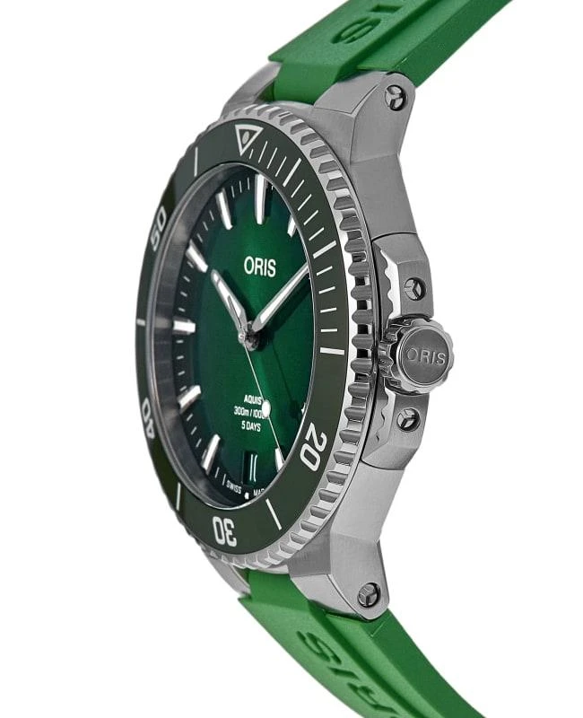 Oris Oris Aquis Date Calibre 400 Automatic Green Dial Rubber Strap Men's Watch 01 400 7790 4157-07 4 23 47EB 3