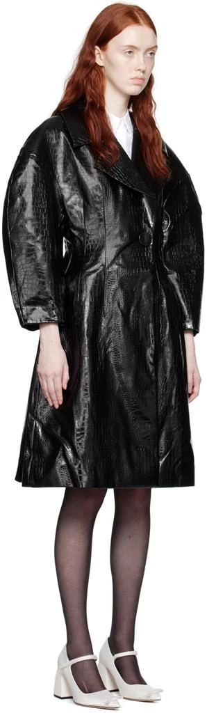SHUSHU/TONG Black Croc Faux-Leather Coat 2