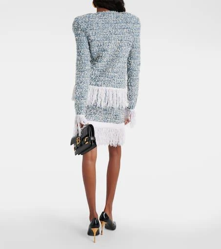 Balmain Fringed denim tweed jacket 3