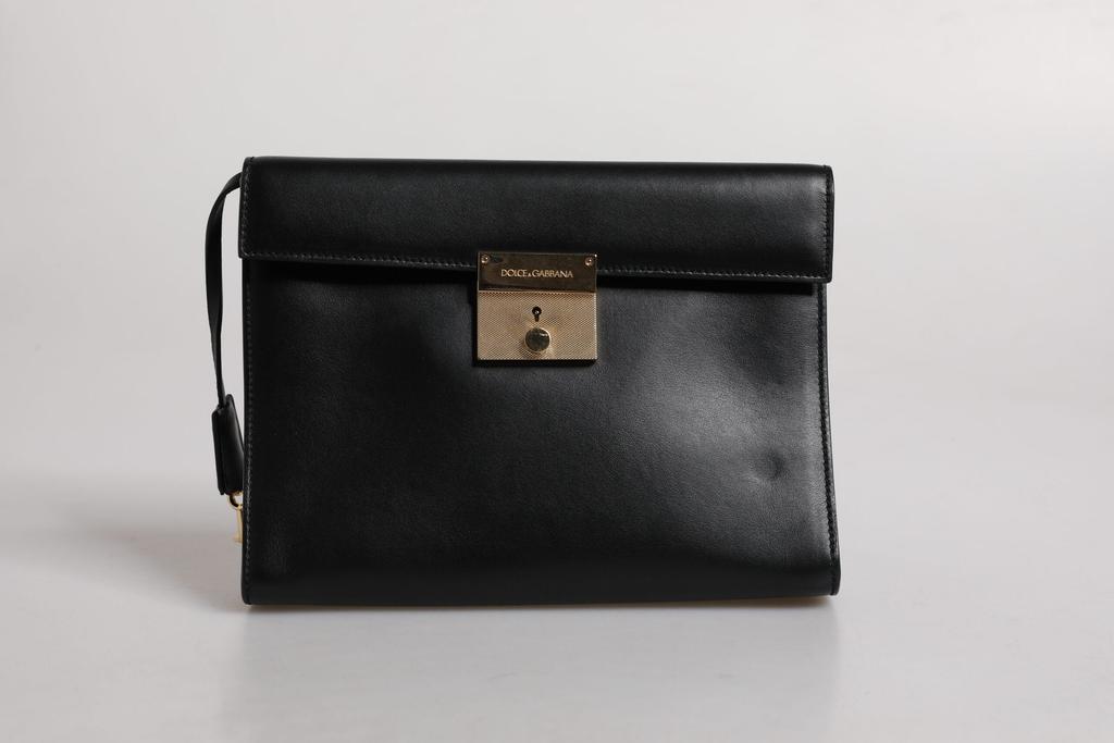 Dolce & Gabbana Leather Logo Plaque Document Briefcase Men's Bag
