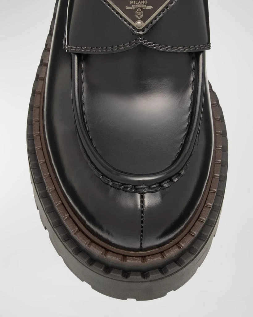 Prada Chocolate Calfskin Platform Loafers 5