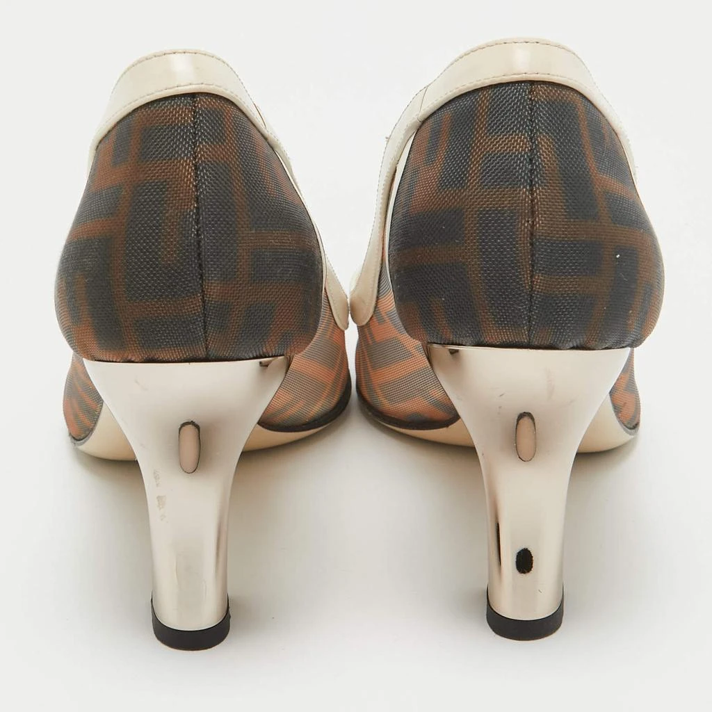 Fendi Fendi Brown/Cream Mesh and Leather Colibri Pumps Size 38 5