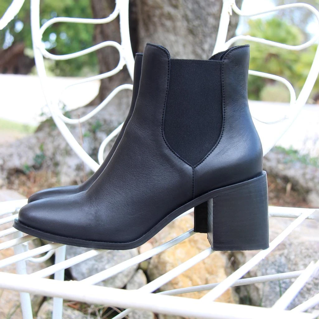 JULES & JENN Bottines Chelsea Talon Cuir Noir - Femme 2